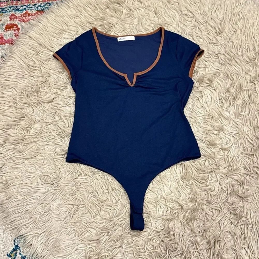 Elodieโblue and brown bodysuitโXL